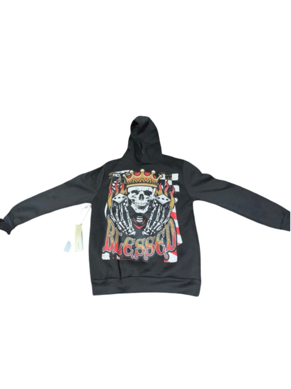 Men's Reason Black Skull Graphic Hoodie M #915
